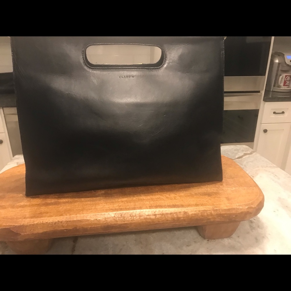 Clare V Black Clutch with Rainbow Stripes - Picture 4 of 8